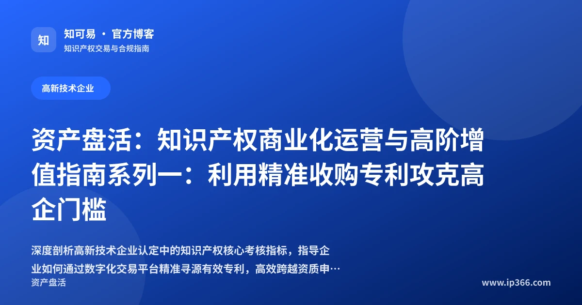 高新技术企业认定与精准收购有效专利实务