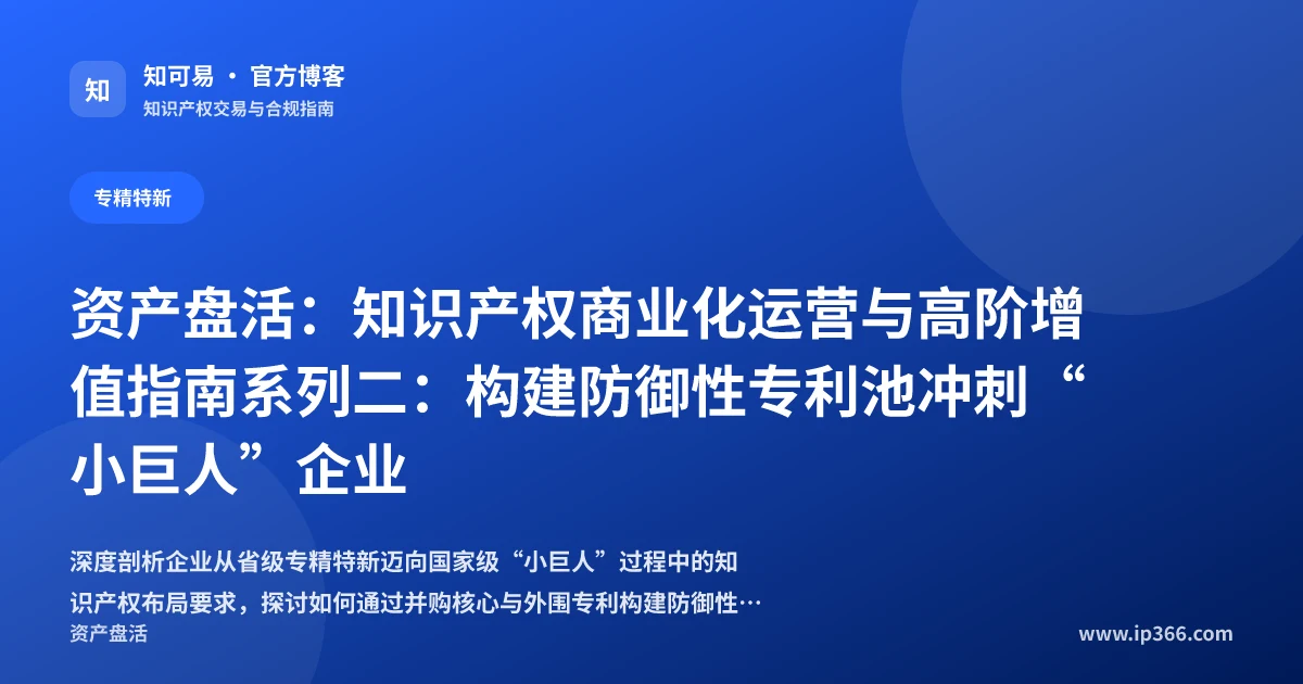 专精特新小巨人企业防御性专利池构建实务