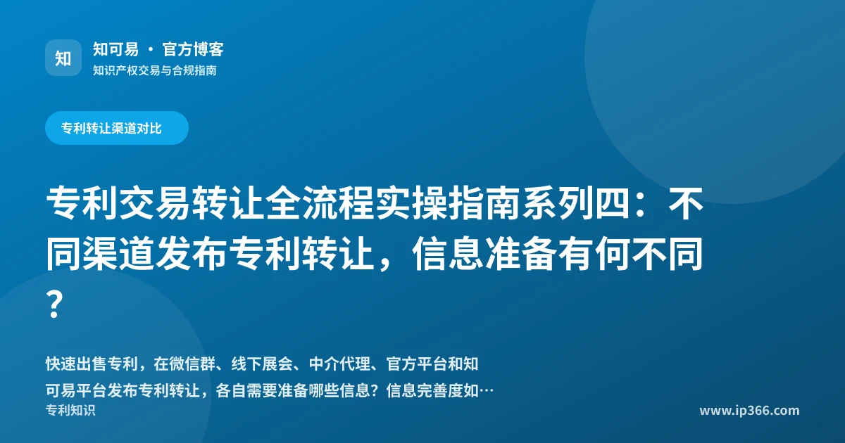 不同渠道发布专利转让信息准备对比示意图