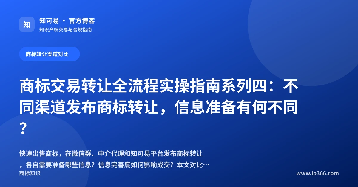 不同渠道发布商标转让信息准备对比示意图